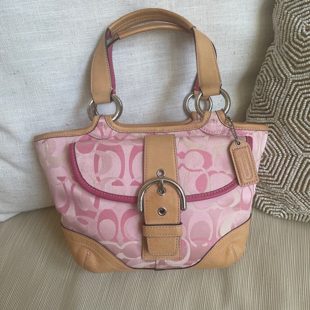 Extremely Rare Y2K Coach Pink Optic C Soho Mini Tote Bag | HTF Vintage Satchel